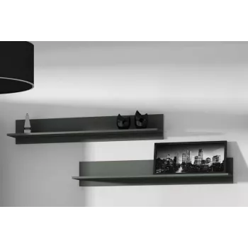 Seinale kinnitatav riiulikomplekt Cama Meble SOHO 1250×200×200 mm, puitlaastplaat, must matt (kaks riiulit)