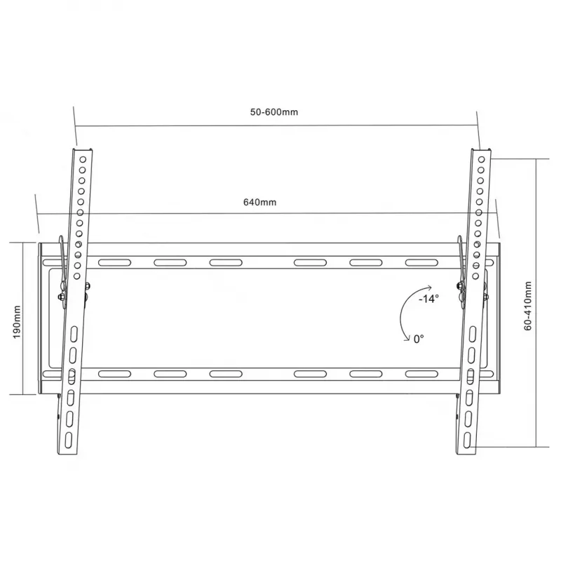 TV seinakinnitus MACLEAN MC-605, fikseeritud kallutatav kinnitus, VESA 75x75–600x400, kuni 55 kg, 32–80-tollistele ekraanidele