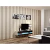 TV-alus Cama Meble VIGO NEW 30/140/40 – 1400×400×300 mm, valge pealispind, puitlaastplaat, valge raam, valge/must läige