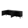 TV-kapp cama meble ABETO 150x42x52 cm, must läikiv, MDF pealispind, must raam