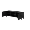 TV-kapp cama meble ABETO 150x42x52 cm, must läikiv, MDF pealispind, must raam