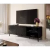 TV-kapp cama meble ABETO 150x42x52 cm, must läikiv, MDF pealispind, must raam