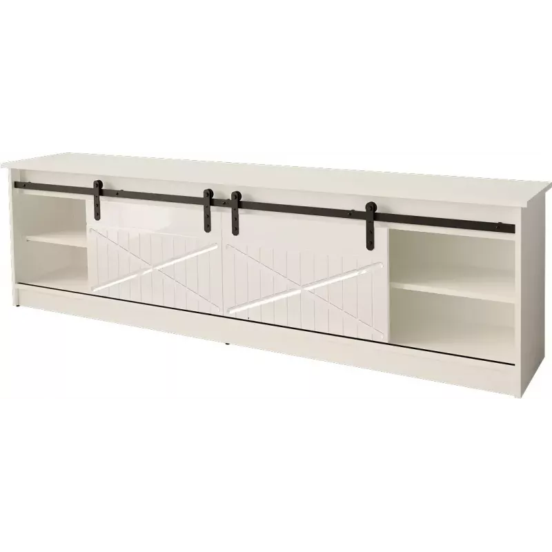 TV-kapp Cama Meble GRANERO RTV 200x56,7x35 cm — valge pealispind, puitlaastplaadist korpus