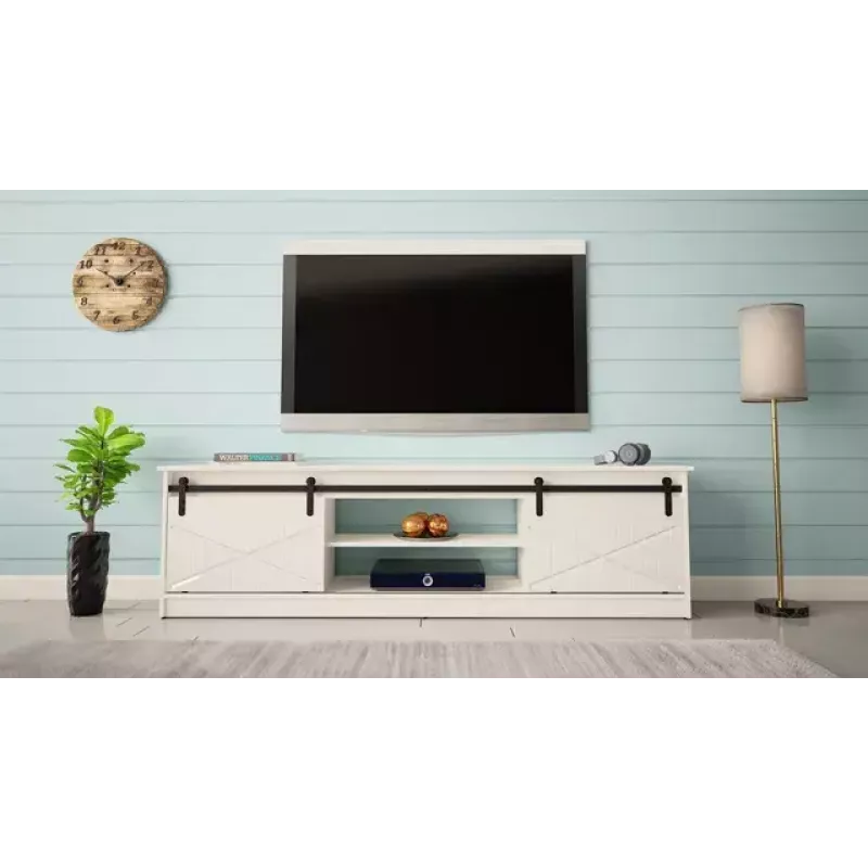 TV-kapp Cama Meble GRANERO RTV 200x56,7x35 cm — valge pealispind, puitlaastplaadist korpus