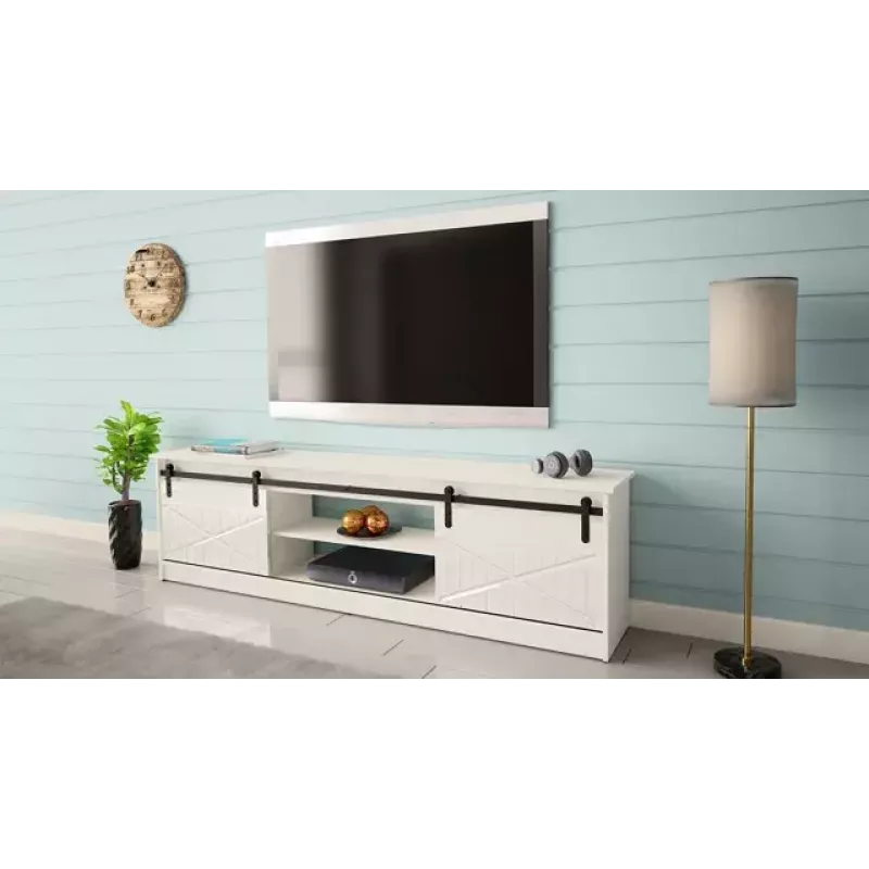 TV-kapp Cama Meble GRANERO RTV 200x56,7x35 cm — valge pealispind, puitlaastplaadist korpus