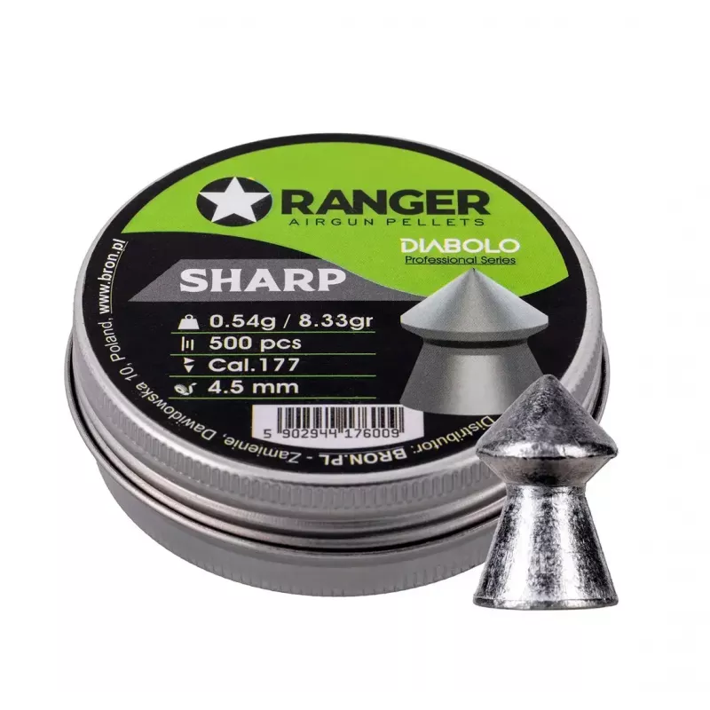 Õhupüssi kuulid RANGER PRORO.45.500.S — 4,5 mm diabolo terav ots, 500 tk, alumiiniumdosator