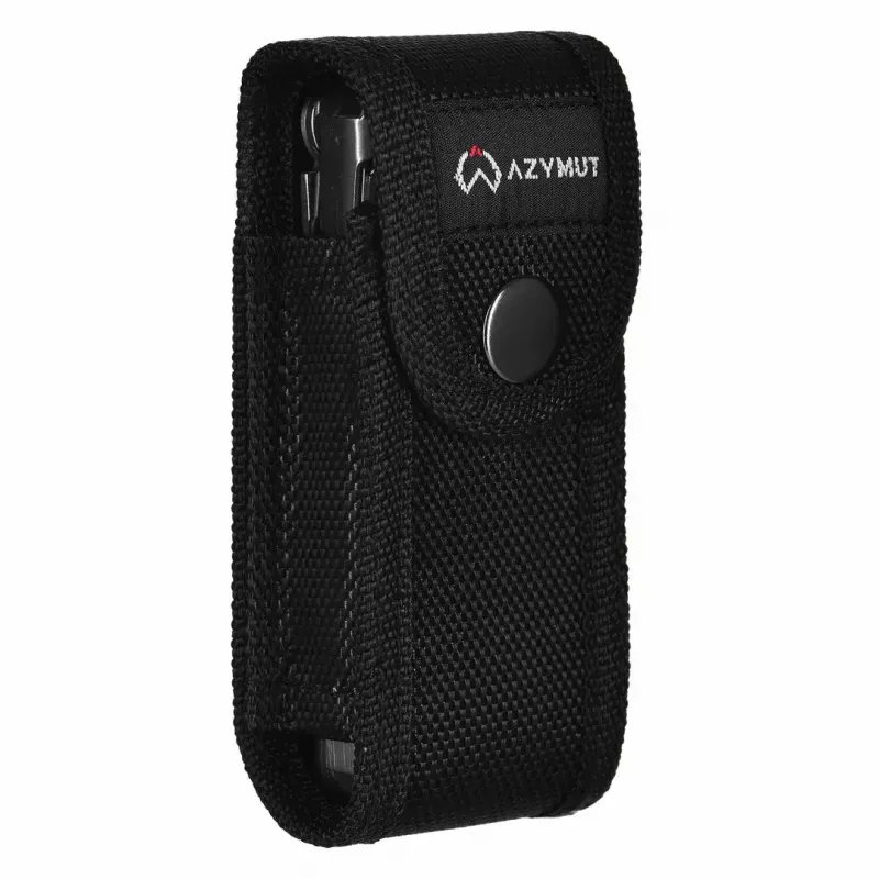 Multitool AZYMUT H2038 täissuuruses multiriist — 14 tööriista, 16,2 cm avatuna, 10,1 cm kokkuvoldituna, 264 g, 420/7CR13 teras, nahast kott