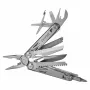 Multitool AZYMUT H2038 täissuuruses multiriist — 14 tööriista, 16,2 cm avatuna, 10,1 cm kokkuvoldituna, 264 g, 420/7CR13 teras, nahast kott
