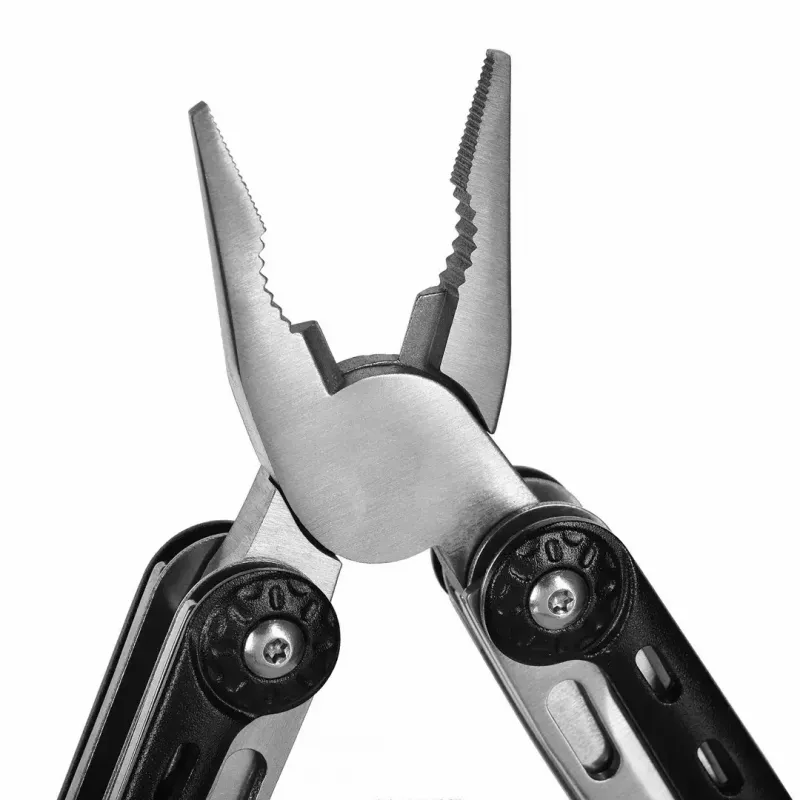 Multitool AZYMUT Turon 10-tööriistaga karabiin H-P224108 — roostevaba teras 420, 10 funktsiooni, kokkupandult 11 cm, kaal 224 g, nahast tupp
