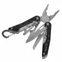 Multitool AZYMUT Turon 10-tööriistaga karabiin H-P224108 — roostevaba teras 420, 10 funktsiooni, kokkupandult 11 cm, kaal 224 g, nahast tupp