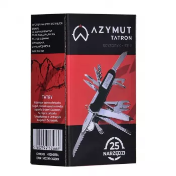 Taskunuga AZYMUT Tatron multifunktsionaalne kokkupandav nuga 25 tööriista, roostevaba teras, 9 cm kokkupanduna, 200 g, nahast kott