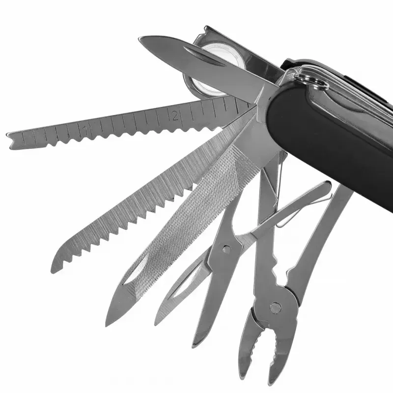 Taskunuga AZYMUT Tatron multifunktsionaalne kokkupandav nuga 25 tööriista, roostevaba teras, 9 cm kokkupanduna, 200 g, nahast kott