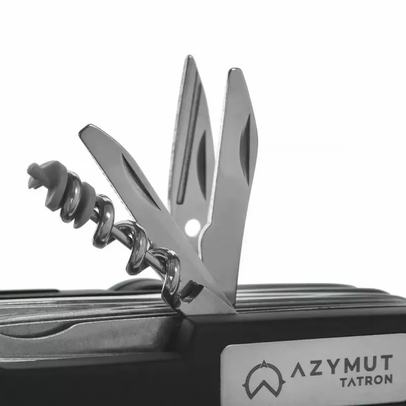 Taskunuga AZYMUT Tatron multifunktsionaalne kokkupandav nuga 25 tööriista, roostevaba teras, 9 cm kokkupanduna, 200 g, nahast kott