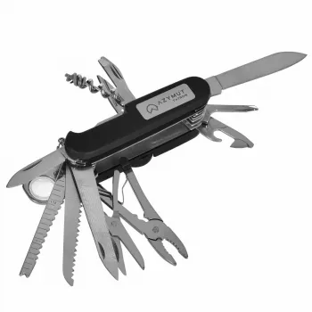 Taskunuga AZYMUT Tatron multifunktsionaalne kokkupandav nuga 25 tööriista, roostevaba teras, 9 cm kokkupanduna, 200 g, nahast kott