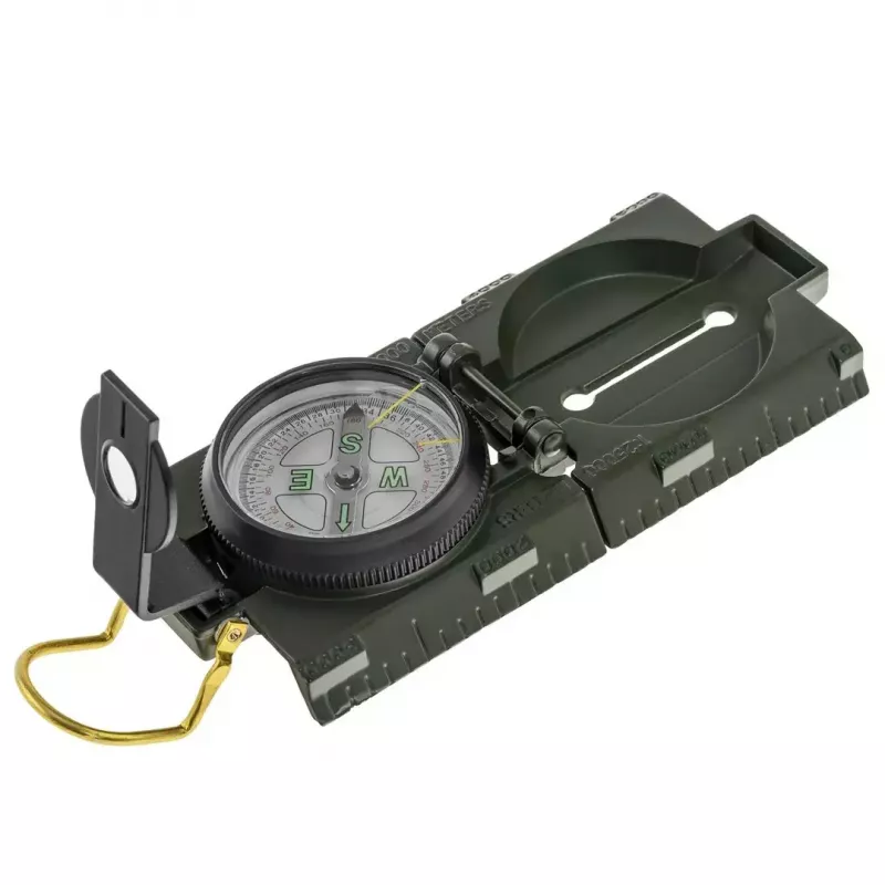 Navigatsiooniline magnetkompass Mil‑Tec Mil‑Tec US valgustusega, alumiiniumkorpus, mõõtkavad 1:50k ja 1:25k, oliivroheline