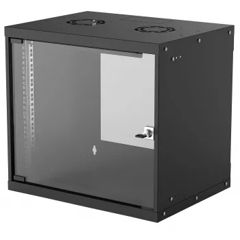 Seinale paigaldatav 9U võrgukapp INTELLINET 19 tolli (540×487×400 mm) must, klaasuks, IP20