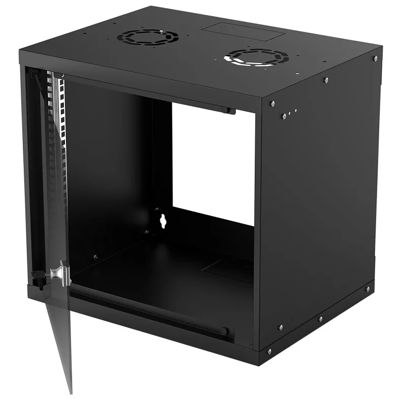 Seinale paigaldatav 9U võrgukapp INTELLINET 19 tolli (540×487×400 mm) must, klaasuks, IP20