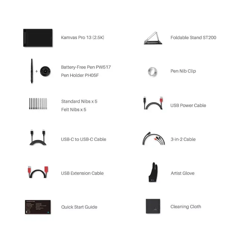 Graafikatahvel HUION Kamvas Pro 13 — 13,3-tolline QLED IPS-ekraan 2560×1600, tööala 286,5×179 mm, 8192 survetaset, 5080 lpi