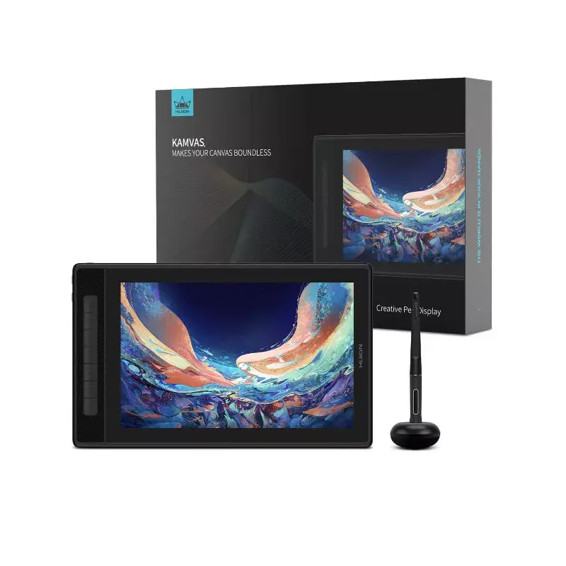 Graafikatahvel HUION Kamvas Pro 13 — 13,3-tolline QLED IPS-ekraan 2560×1600, tööala 286,5×179 mm, 8192 survetaset, 5080 lpi
