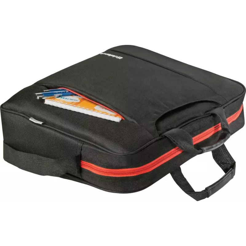 Sülearvutikott DEFENDER 15,6 tolli (39,6 cm) — polüester, eemaldatav õlarihm, tõmblukk, must