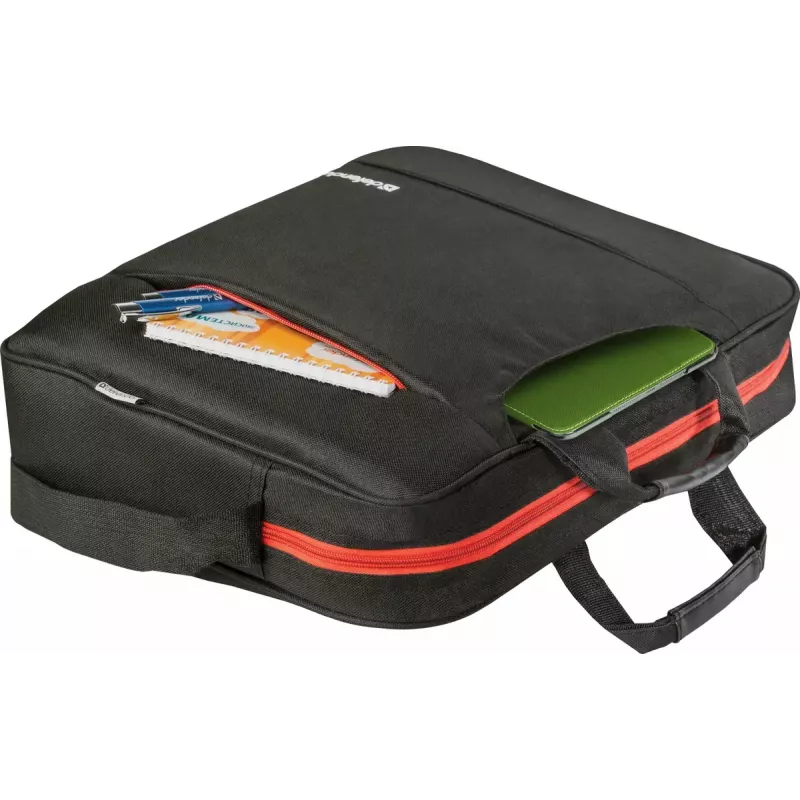 Sülearvutikott DEFENDER 15,6 tolli (39,6 cm) — polüester, eemaldatav õlarihm, tõmblukk, must