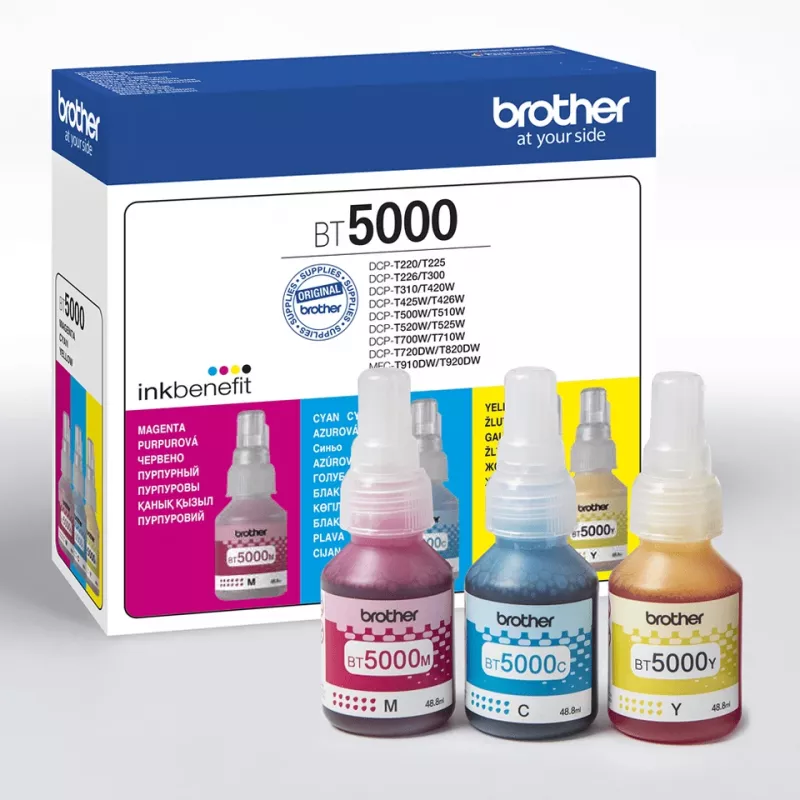Tindikasseti komplekt Brother BT-5000C ühilduv, 3-värviline komplekt (tsüaan, magenta, kollane), 3 tk, 48,8 ml, 5000 lehekülge