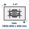 Seinale kinnitatav telerialus Gembird WM-75ST-01 32–75-tollistele ekraanidele, VESA 600x400, 45,5 kg, reguleeritav kaugus 4,9–49,1 cm, kaldenurk -5°–8°