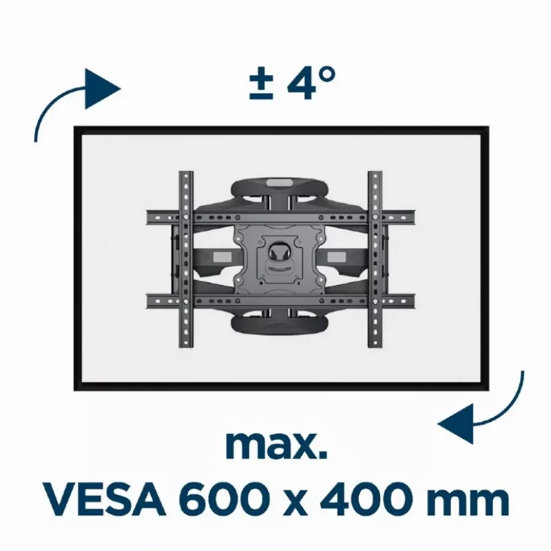 Seinale kinnitatav telerialus Gembird WM-75ST-01 32–75-tollistele ekraanidele, VESA 600x400, 45,5 kg, reguleeritav kaugus 4,9–49,1 cm, kaldenurk -5°–8°