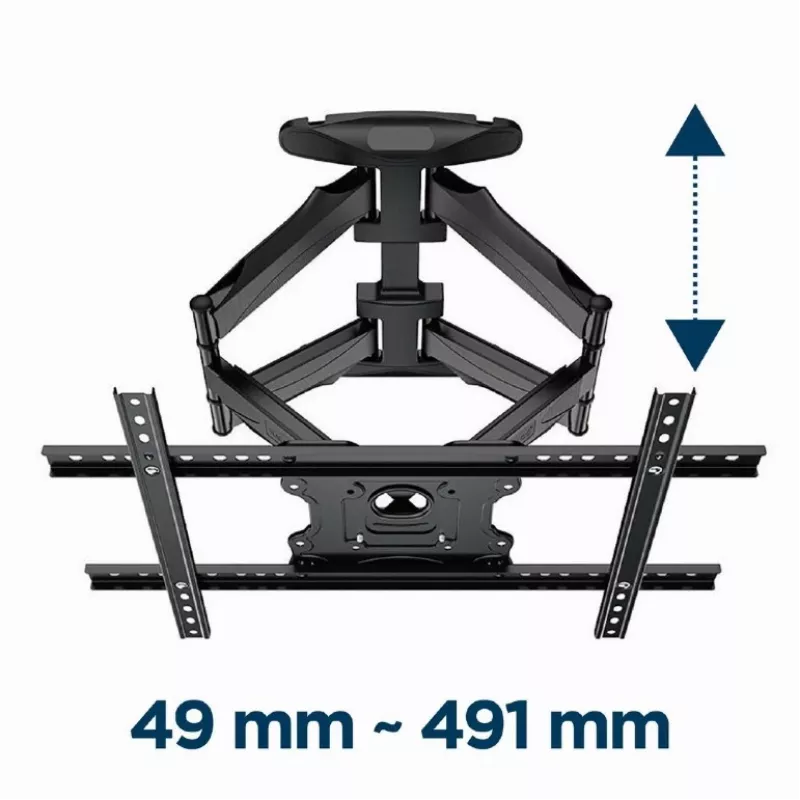 Seinale kinnitatav telerialus Gembird WM-75ST-01 32–75-tollistele ekraanidele, VESA 600x400, 45,5 kg, reguleeritav kaugus 4,9–49,1 cm, kaldenurk -5°–8°
