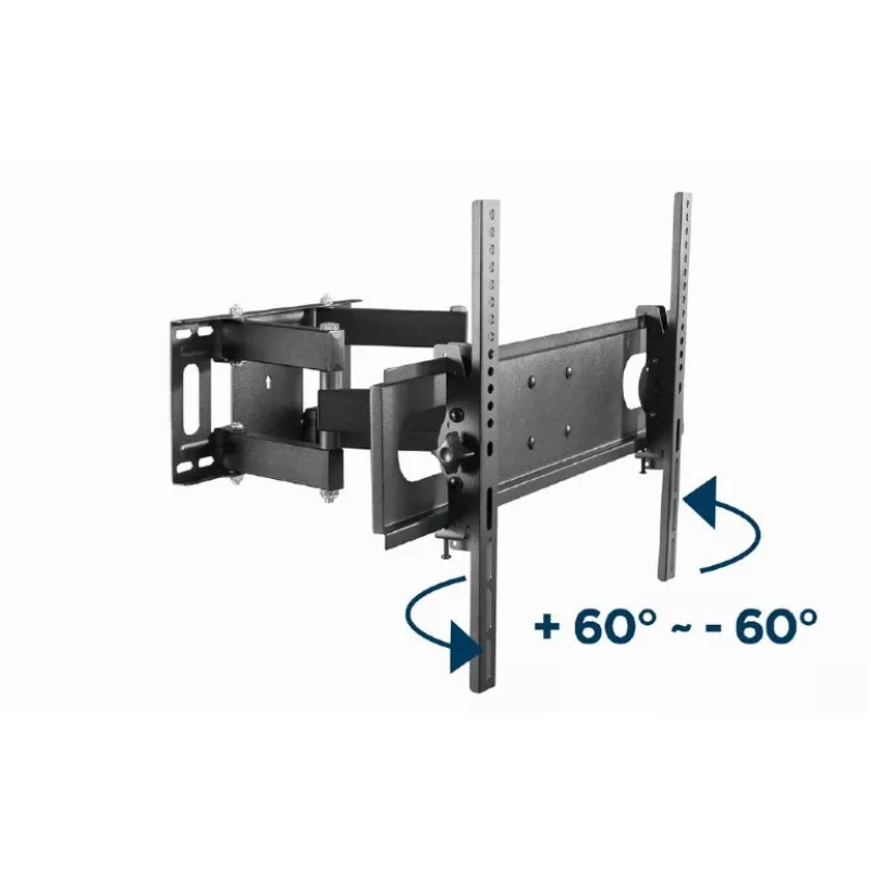 Seinale kinnitatav TV-kinnitus GEMBIRD WM-70ST-01 ekraanidele 37 tolli kuni 70 tolli, kalle 0° kuni -20°, pööre ±60°, VESA 200×200–600×400, max 35 kg, must