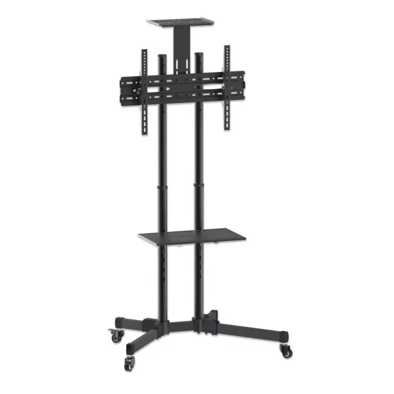 Põrandal seisev teleri- ja monitorikinnitusega trollialus MANHATTAN 461238, mobiilne, must, kõrgus 1803 mm, VESA 200x200–600x400, maksimaalselt 50 kg