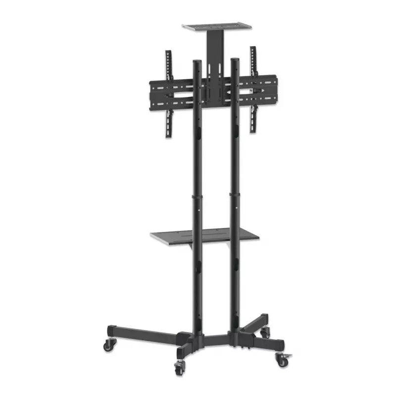 Põrandal seisev teleri- ja monitorikinnitusega trollialus MANHATTAN 461238, mobiilne, must, kõrgus 1803 mm, VESA 200x200–600x400, maksimaalselt 50 kg