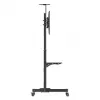 Põrandal seisev teleri- ja monitorikinnitusega trollialus MANHATTAN 461238, mobiilne, must, kõrgus 1803 mm, VESA 200x200–600x400, maksimaalselt 50 kg