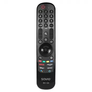 Kaugjuhtimispult SAVIO RC-24 IR juhtmevaba universaalne telerile, must, nuppvajutusega, ulatus 10 m, toetab 1 seadet