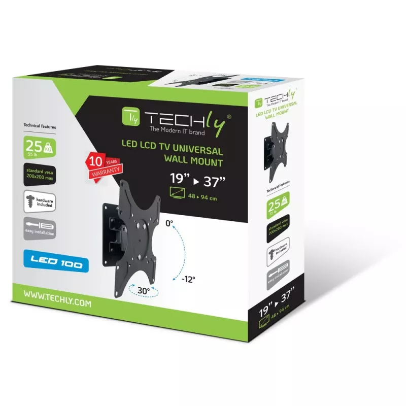 Techly 19-37 tolli seinakinnitus LED LCD telerile kaldega 1 pöördega must ICA-LCD 2900B