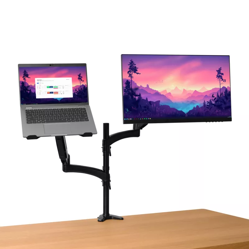 Lauakinnitus TRUST Mara kahe õlaga monitorialus 2 kuvarile kuni 32 tolli – gaasvedru, VESA 75x75–100x100, max 16 kg, klamber, must