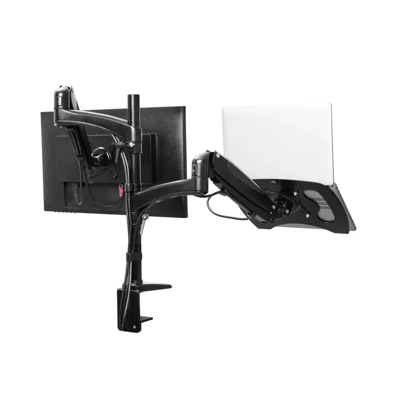 Lauakinnitus TRUST Mara kahe õlaga monitorialus 2 kuvarile kuni 32 tolli – gaasvedru, VESA 75x75–100x100, max 16 kg, klamber, must