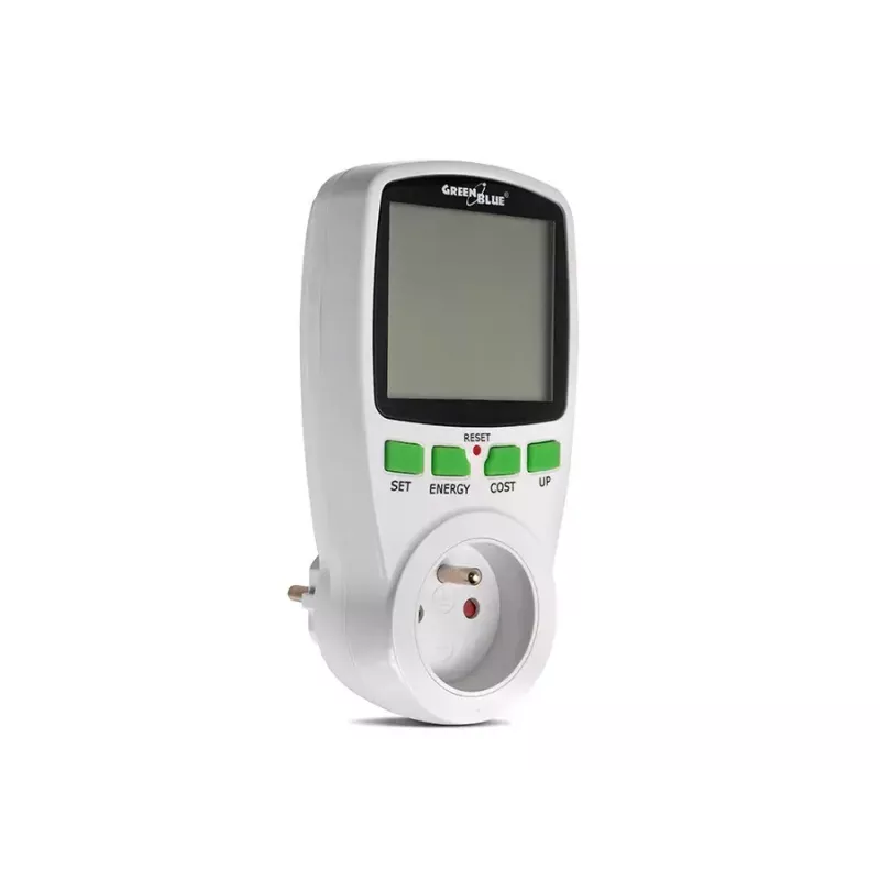 Wattmeeter GreenBlue GB202 võimsusmõõtur 0–9999 W, 3600 W max, 220–240 V, 16 A, LCD-ekraan