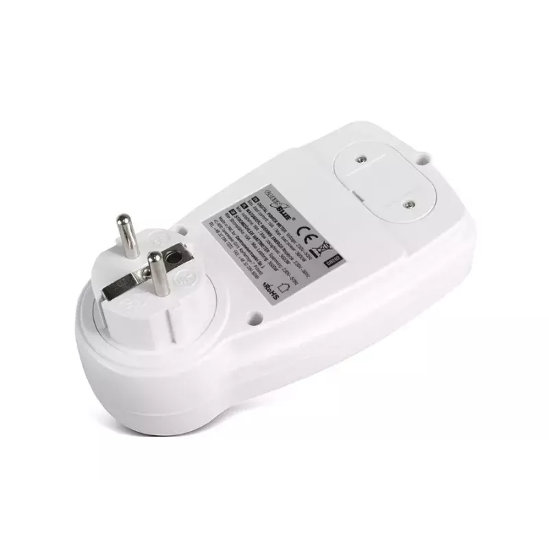 Wattmeeter GreenBlue GB202 võimsusmõõtur 0–9999 W, 3600 W max, 220–240 V, 16 A, LCD-ekraan