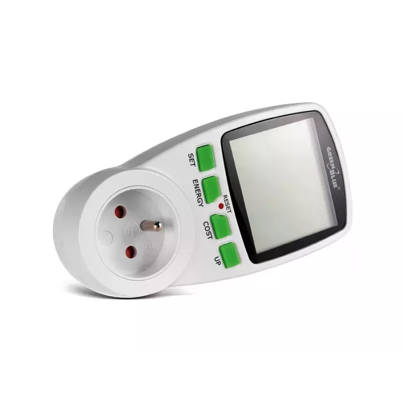 Wattmeeter GreenBlue GB202 võimsusmõõtur 0–9999 W, 3600 W max, 220–240 V, 16 A, LCD-ekraan