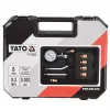 Analoogmanomeeter YATO YT-73022 0–20 baari, 75 mm sihverplaat, süsinikteras, 0,5 m voolik, 4 messingadapterit, kandekohver