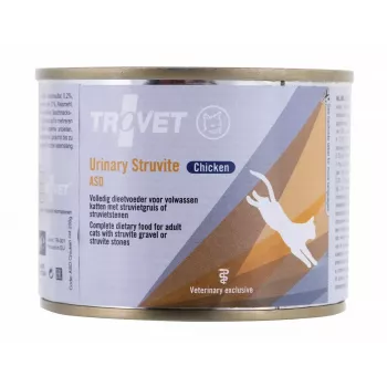 Märg kassitoit TROVET ASD Urinary Struvite kana 200 g — veterinaardieet kuseteede terviseks, 76% niiskust, 9,2% valku, 5,5% rasva