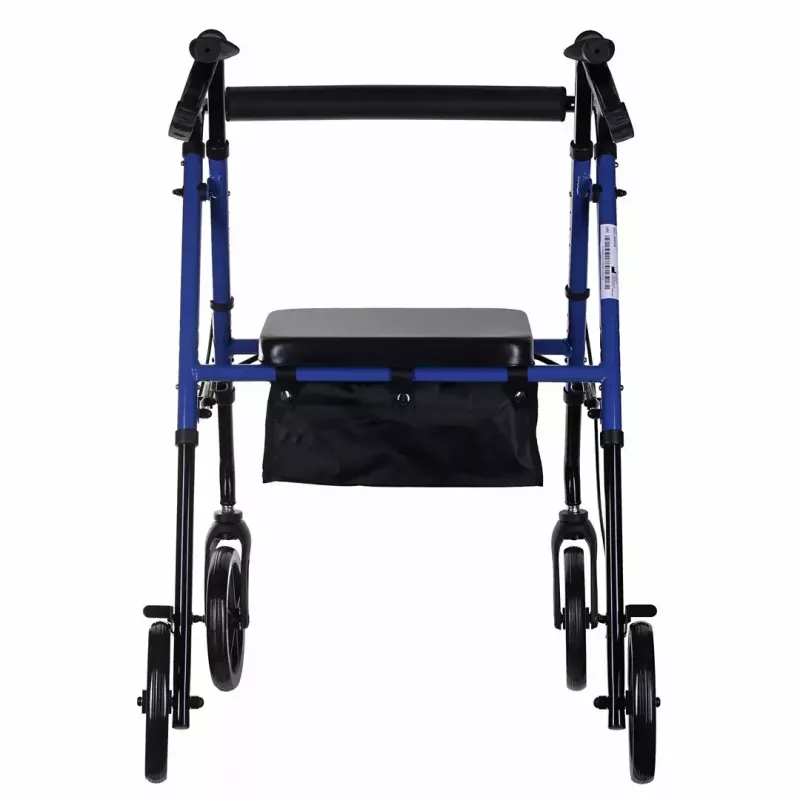 Taastusravi rulaator ActionMed CH100AM — kerge alumiiniumist 4-ratas, reguleeritav kõrgus 700–937 mm, iste 35×32 cm, max koormus 136 kg, kokkupandav
