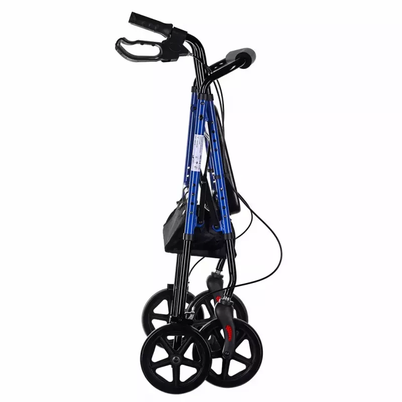 Taastusravi rulaator ActionMed CH100AM — kerge alumiiniumist 4-ratas, reguleeritav kõrgus 700–937 mm, iste 35×32 cm, max koormus 136 kg, kokkupandav