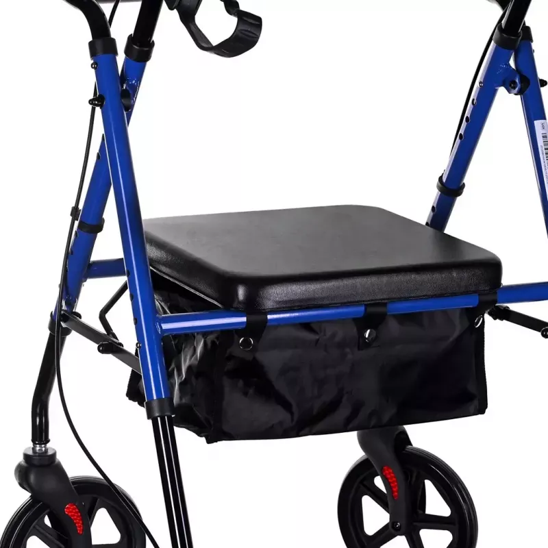 Taastusravi rulaator ActionMed CH100AM — kerge alumiiniumist 4-ratas, reguleeritav kõrgus 700–937 mm, iste 35×32 cm, max koormus 136 kg, kokkupandav