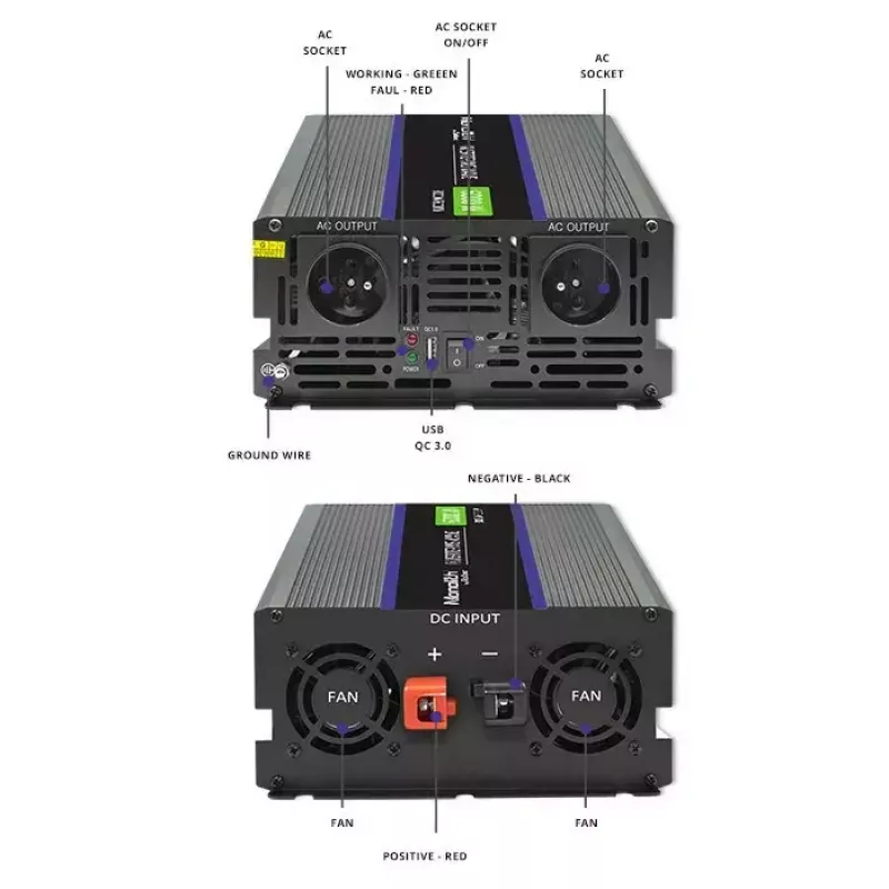 Toiteinverter QOLTEC Monolith 6000 MS 12 V kuni 230 V 6000 W
