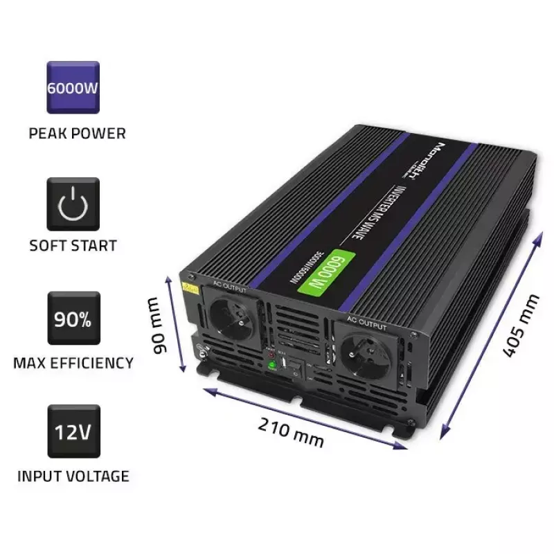 Toiteinverter QOLTEC Monolith 6000 MS 12 V kuni 230 V 6000 W