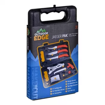 Fikseeritud teraga jahikomplekt Outdoor Edge Jaeger Pak 02OE069, koos noa ja ulukitöötlusriistadega