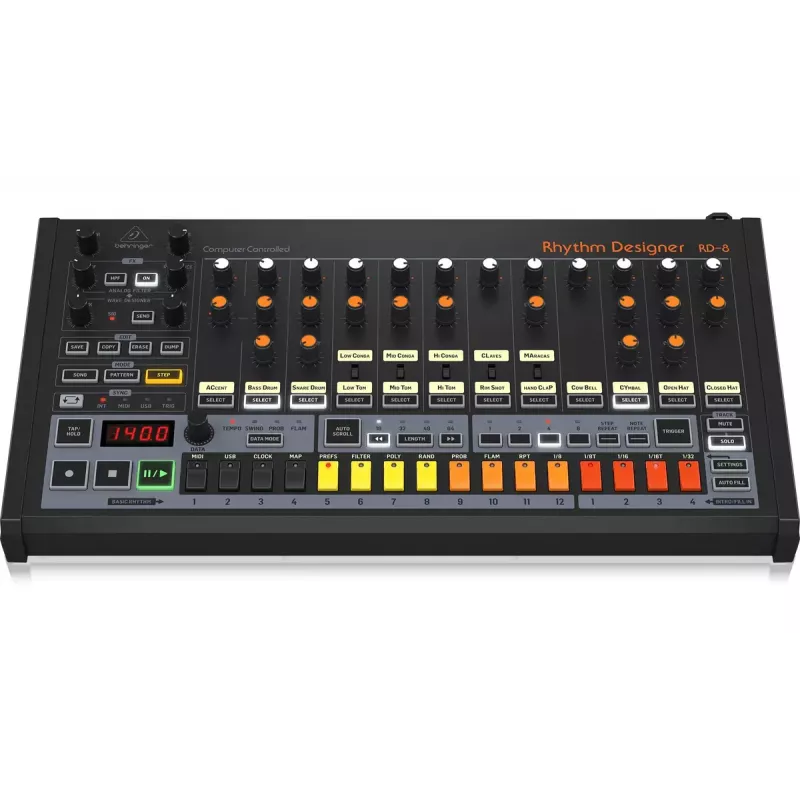 Rütmi- ja trummimasin Behringer RD-8 MKII, kalibreerimisvahemik 10–15000 Hz