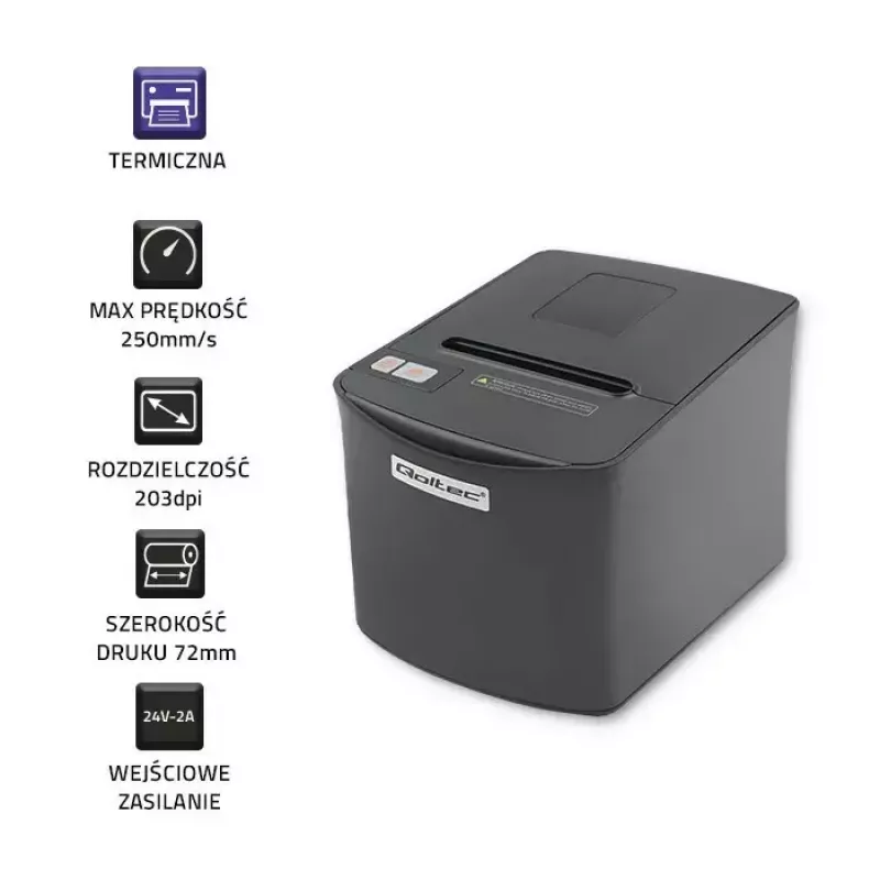 Termoprinter QOLTEC 50256 USB-liidesega — kompaktne müügipunkti printer